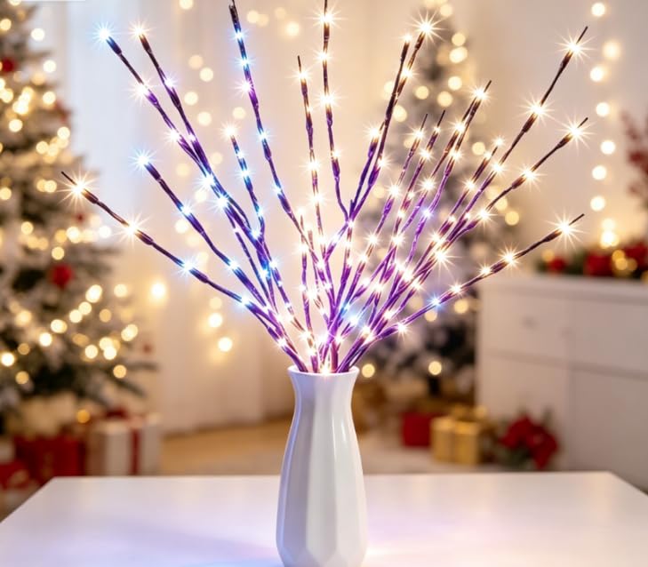 DK177 4Pack Led Branch Light Battery Operated Lighted Branch Vase Filler Willow Tree Artificial Little Twig Power Sliver 30 Inch 20 LED for Home Romantic Decoration (4Pack Sliver-Color) โ image 1