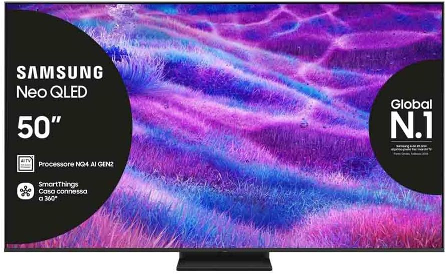 Samsung Smart TV 50 '' QE50QN83FAUXZT Neo QLED 4K Mini LED, Processore NQ4 AI Gen2, Upscaling AI 4K, Modalità di personalizzazione AI, Dolby Atmos & OTS Lite, Design semplice smussato, 2025
