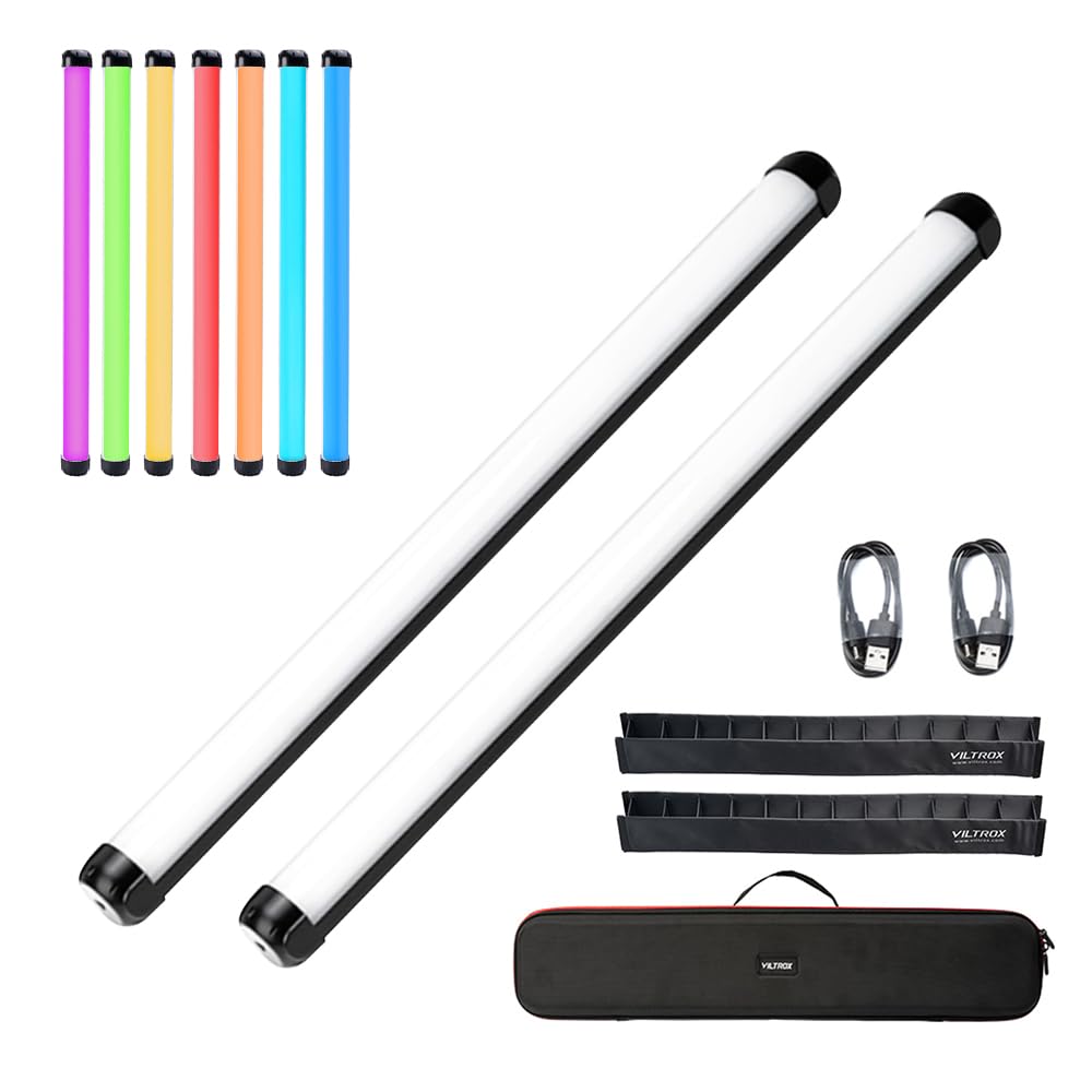 K60 - Tubo de luz LED RGB de 20 W, tubo de luz bicolor, portátil, 2500 K-8500 K, regulable, TLCI≥97 CRI≥95 con 26 efectos especiales de escena OLED compatible con control remoto inalámbrico con