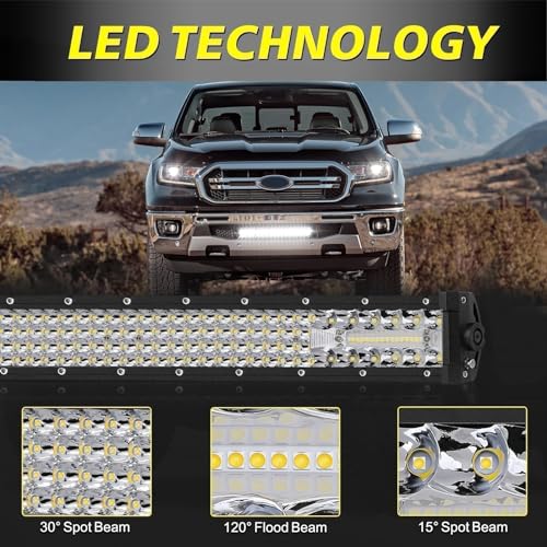Image of 20 Inch LED Light Bar 150W Combo Quad Row Off Road Driving Light | Super Bright Quad Row LEDs, Spot Flood Combo LED Work Light Bumper Grille Light Bar for Truck Pickup SUV UTV ATV Tractor