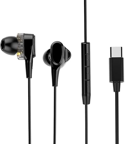KOBWA USB Auricolari Tipo Tipo Dual Dynamic Drive Auricolari con Microfono Bassi potenti Auricolari cancellazione Rumore per Huawei P20 Xiaomi 8 pi USB Port Nero KOBWA USB Auricolari Tipo Tipo Dual Dynamic Drive Auricolari con Microfono Bassi potenti Auricolari cancellazione Rumore per Huawei P20 Xiaomi 8 pi USB Port Nero