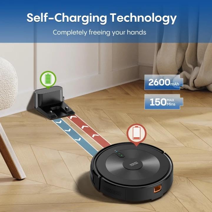 Image of Robot Vacuum and Mop:5000Pa 3-in-1 Robotic Vacuum with Intelligent Navigation, Alexa & APP Control, Schedule Cleaning, Robotic Vacuum Cleaner Ideal for Pet Hair, Hard Floor, Carpet, Slim and Quiet