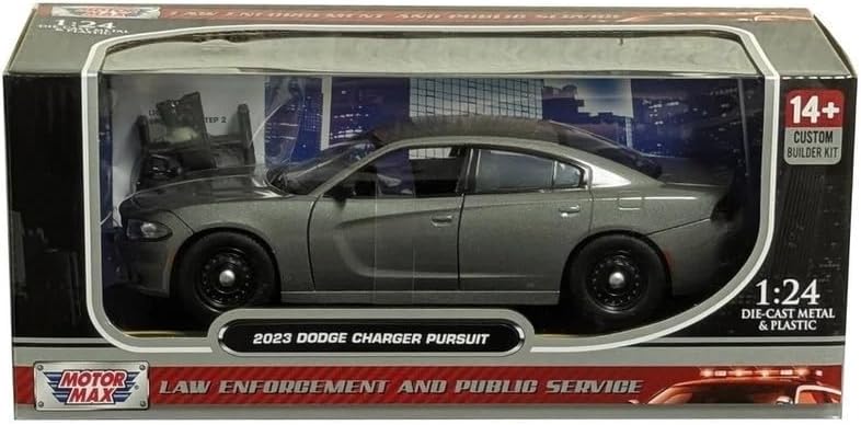 2023 Pursuit Police Car Gray Metallic Custom Builder's Kit - Law Enforcement and Public Service Series 1/24 Diecast Model Car by Motormax 76996GRY
