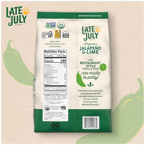 Late July Jalapeño & Lime Organic Tortilla Chips, 10.1 Oz Bag