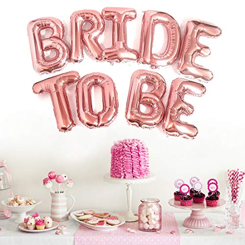 Big Bride To Be Balloons Rose Gold 16" Letters Banner - Bachelorette Party Decorations Kit - Hen Party Supplies And Favors - Bridal Shower And Hen Party Decorations Set #TOP1