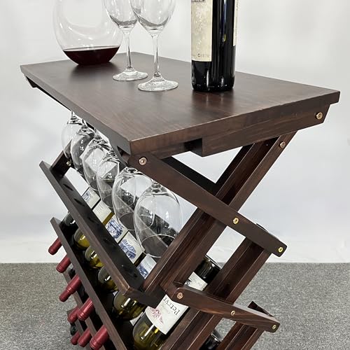 Estante de madera sólido para 26 botellas de vino miniatura 6
