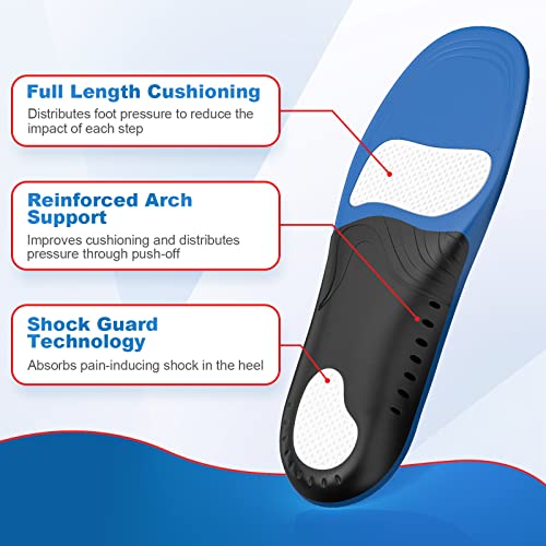 Plantar Fasciitis Pain Relief Feet Insoles Orthotics Arch Support Insoles With Motion Control Shoe Inserts Work Boot Flat Feet Comfortable For Men And Women Improve Balance, M #TOP1