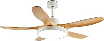 42in Smart Ceiling Fan with Light, Low Profile White Ceiling Fans with Remote/APP/Voice Control, Modern Quiet Ceiling Fan with 72W Dimmable LED Light, ABS Blades for Living Room Bedroom Indoor