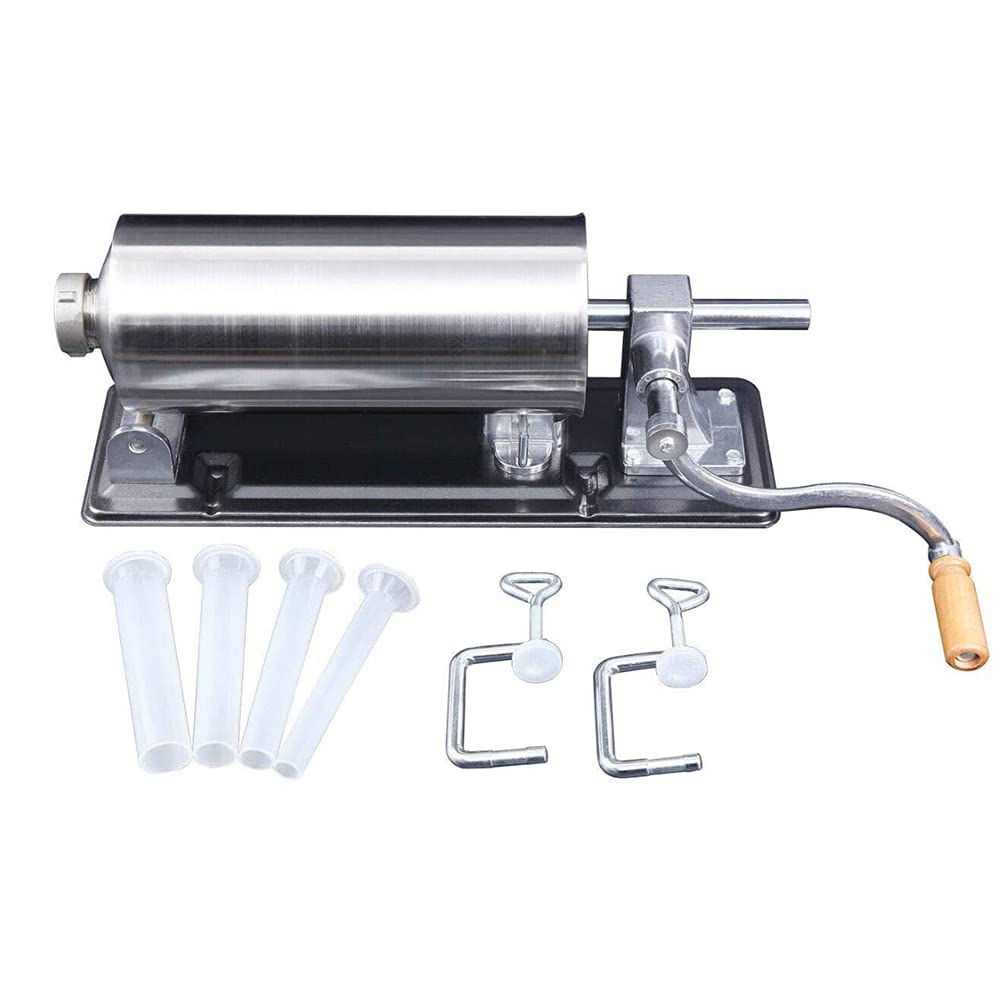 Máquina Salchichas de Acero Inoxidable - Máquina de cocina de llenado de carne horizontal, para embutido casero, de acero inoxidable, 4 tubos de relleno (3,6 l horizontal)