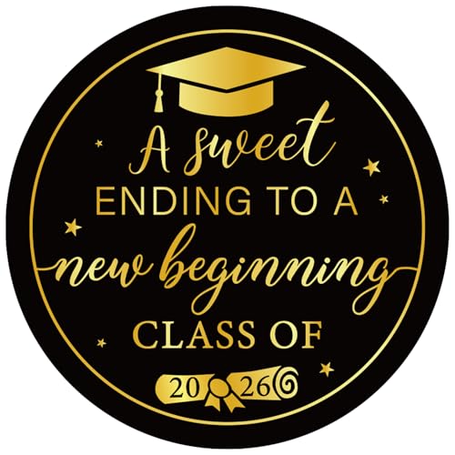 120Pcs Graduation Stickers 2026 Class of 2026 Stickers Graduation Envelope Seal Label Sticker Self Adhesive Congrats Grad Cap Hat Decal for Senior College Grad Party Favors (Graduation Black)