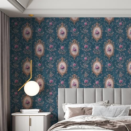Image of PAPER PLANE DESIGN Vintage Floral Vinyl Self Adhesive Wallpaper Peel & Stick, Waterproof, Stain-Proof & Easy to Clean | 16 in X 90 in, Decor for Bedroom, Hallway, Living Room (E)