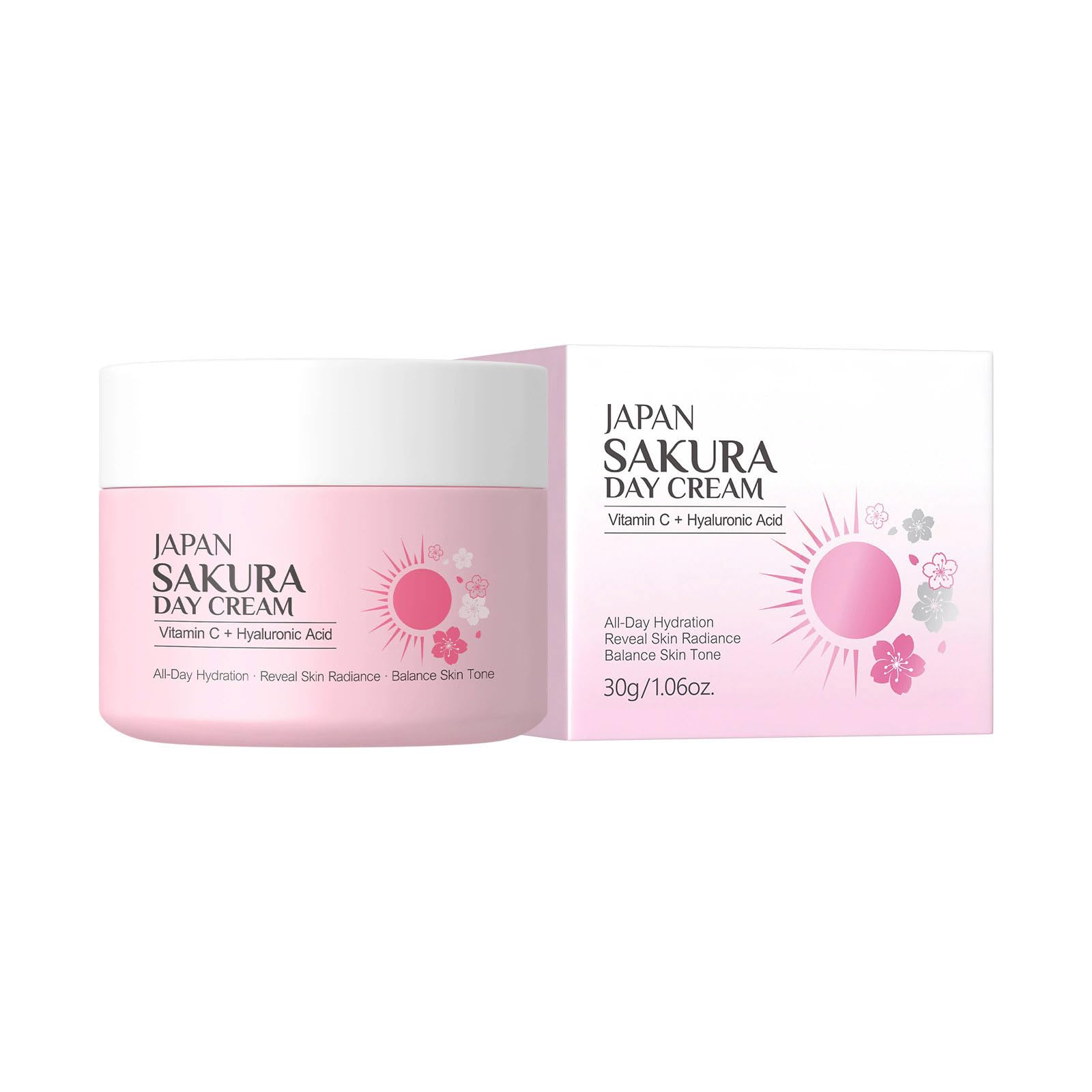 Sakura Day Cream, Cherry Blossom Skincare Face Moisturizer with Vitamin C & Hyaluronic Acid, Nourishing Face Cream for Long-Lasting Hydration and Smooth Skin