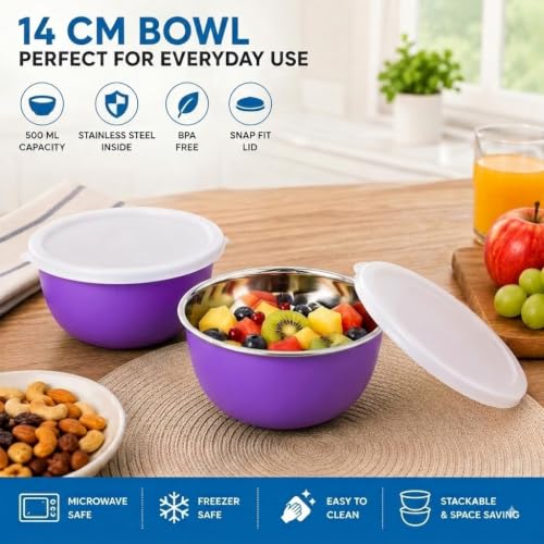 Image of Zaib Stainless Steel Microwave Safe Serving Bowl 500 ml, 14 cm