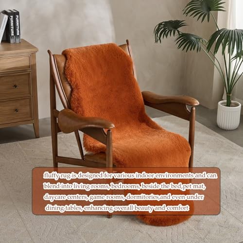 Alfombra sintética esponjosa 2x6 ft color naranja quemado miniatura 3