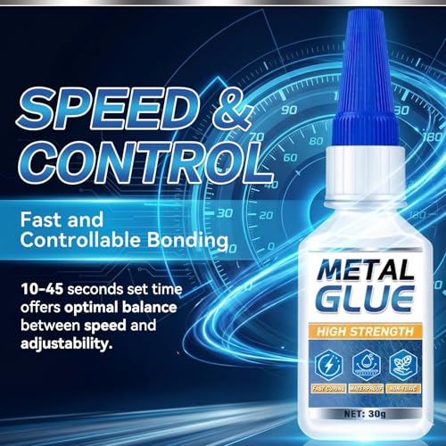 Image of Metal Glue, Super Glue for Metal 30g Heavy Duty Instant Adhesive, Fast Drying Clear CA Adhesive for Stainless Steel, Aluminum, Iron, Jewelry Repair, DIY Crafts, Waterproof Strong Bonding