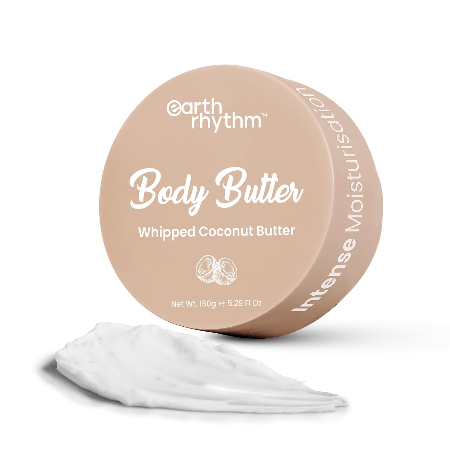 Earth Rhythm Coconut Body Butter for Intense Moisturization, Fights Skin Dehydration, Keep Skin Plump & Nourished, Men & Women - 150 gm