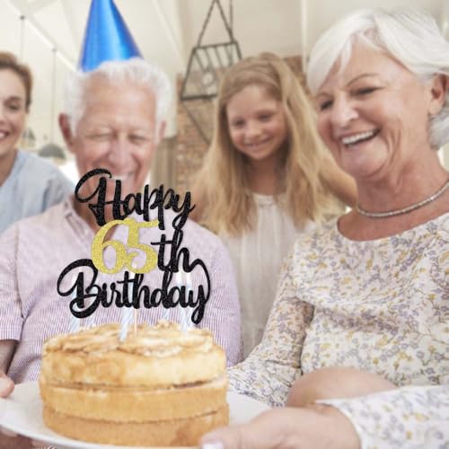 Image of Klionjor 65th Happy birthday cake topper party decoration gift plugin | Cheers to 65 Years,65 & Fabulous /Hello 65th Legend since Awesome since1876 Straight Outta Party Decoration Gift Plugin