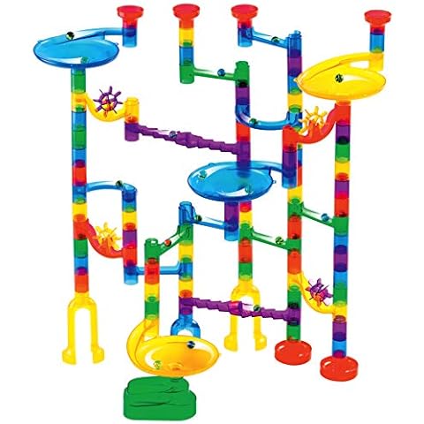 Marble Genius Marble Run Starter Set - 130 Complete Pieces + Free Instruction App (80 Translucent Marbulous Pieces + 50 Glass Marbles) Cover