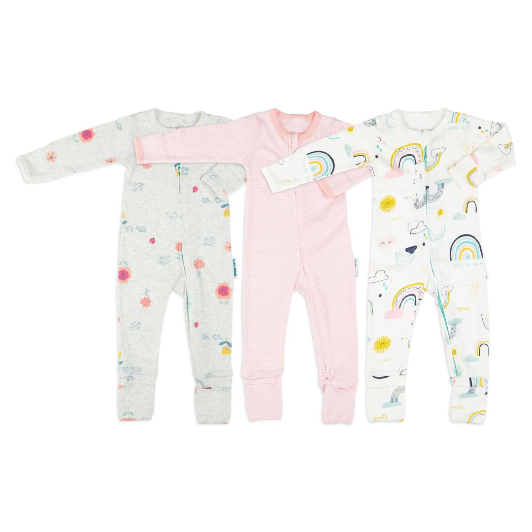 Pelele para bebé 100% algodón, cremallera bidireccional, sin pies, unisex con puños plegables
