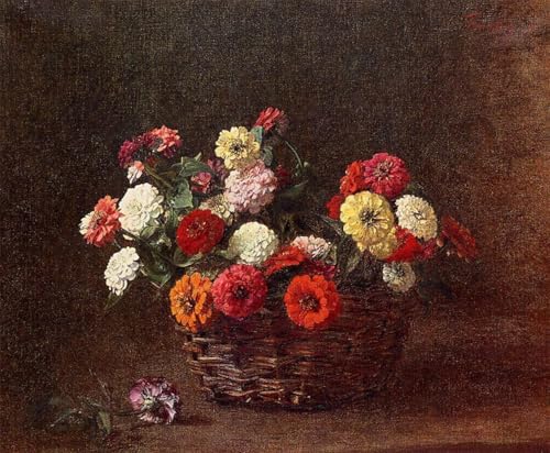 Tableau Zinnias Fantin-Latour pour sublimer un mur blanc vide avec une toile 60x90