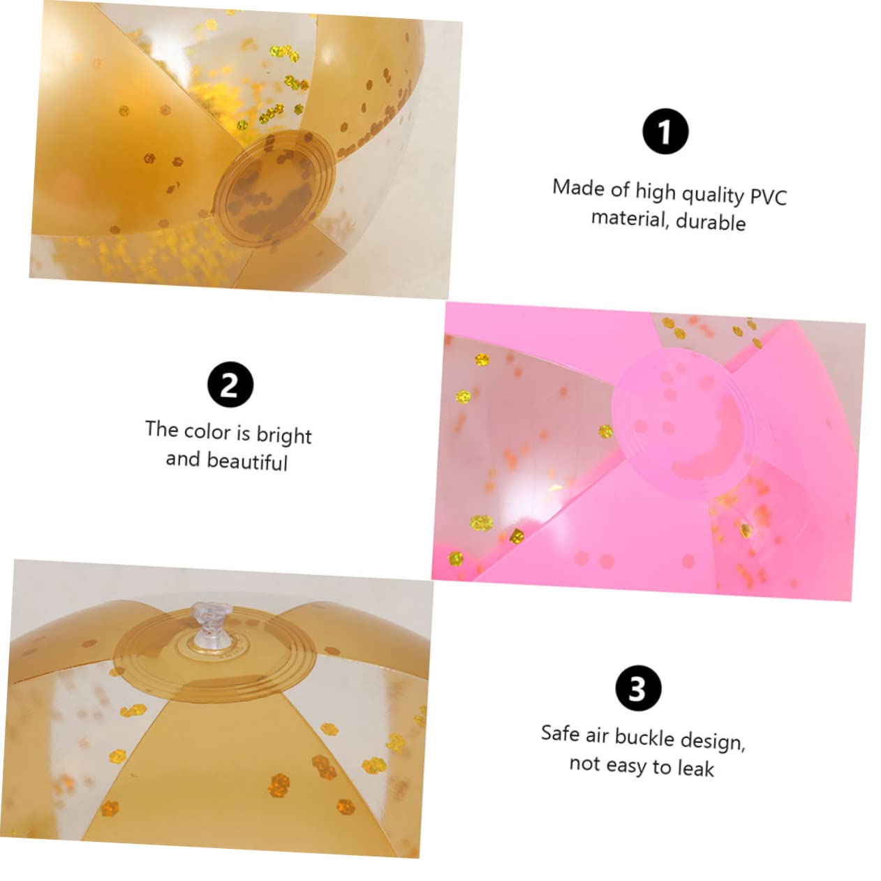 BESPORTBLE 4pcs Inflatable Sequin Beach Balls Transparent Playthings for Pool Parties and Outdoor Fun Shiny Glitter Beach Ball Friendly and