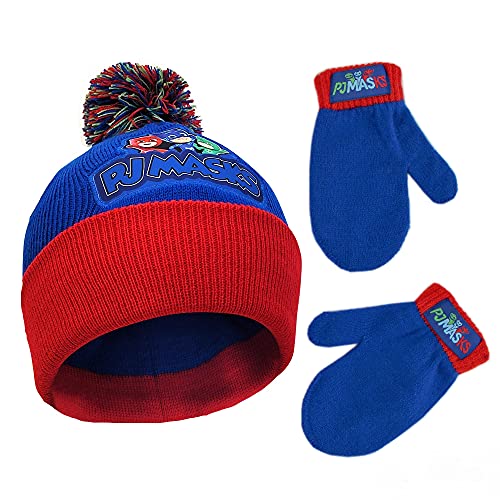 Image of PJ Masks Boys Winter Accessory Hat And Mittens Set, Toddler Beanie For Kids Ages 2-4