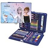 Lot de 71 crayons de couleur avec une mallette - Motif La Reine des Neiges Anna Elsa Olaf - Crayons de couleur - Crayons de dessin - Crayons de dessin - Crayons à croquis - Pour adultes ou enfants