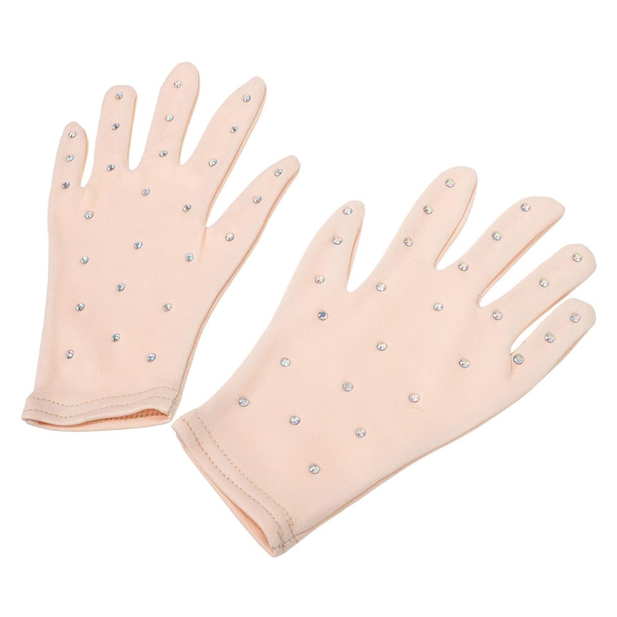 KOMBIUDA 1 Pair Figure Skating Gloves Rhinestones Stage Gloves for Girls Women Ice Dancing Performance Gloves Comfortable and Hand Covers