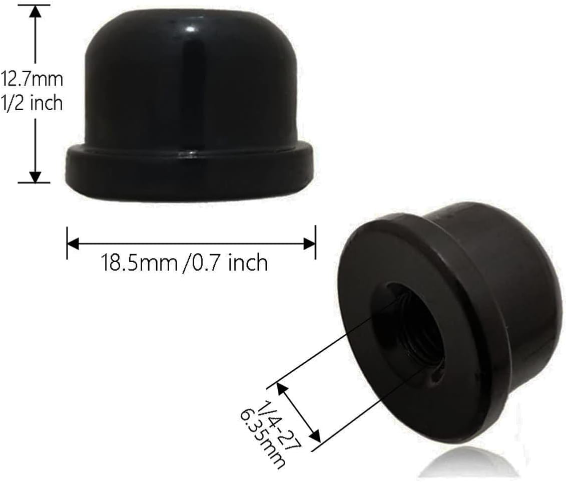 8Pcs Lamp Finials for Lamp Shade Harps - 1/2 Inch Decorative Finials with 1/4-27 Threaded Adapter (Black）