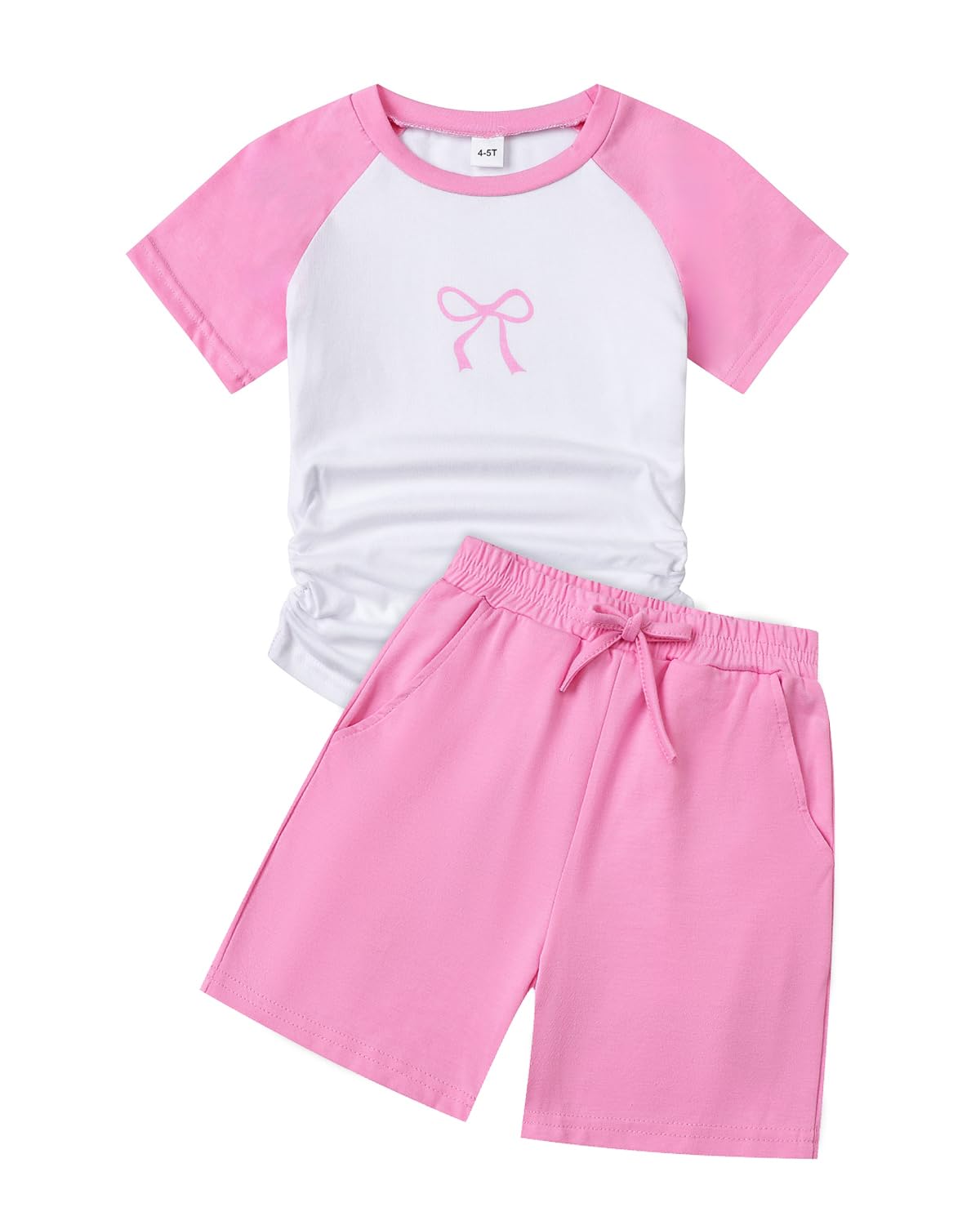 Cakaner Toddler Kids Girl Clothes Floral Letter Graphic Top + Shorts 2PC Girls Summer Short Set