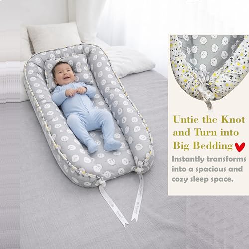 Image of Fareto Combo of Baby Bed with Net | Carry Bag | 4 Pcs Bedding Set (0-6 Months, Baby Size, Cotton) (Grey shiip)