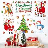 6個セットクリスマスツリー ステッカー ウォールステッカー サンタクロースのクリスマスプレゼント 壁紙 シール はがせる おしゃれ 静電ステッカー サンタクロース トナカイ 雪だるまchristmas decorations インテリア 飾り 防水 剥がせる 壁 すてっかー リビングルーム ベッドルーム ウォールペーパー(Merry Christmas)