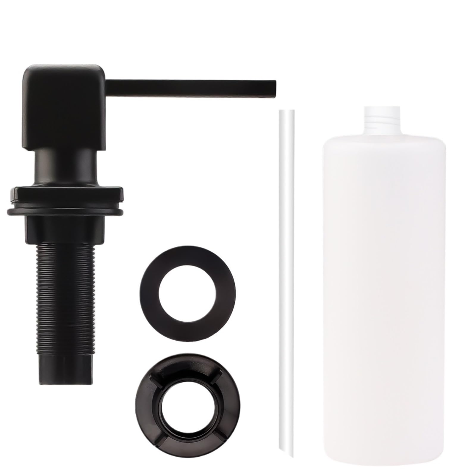 Sink Soap Dispenser Soap Dispenser Kitchen Sink Counter Liquid Bottle Accessories 500ml Built in Pumps(Matt black)