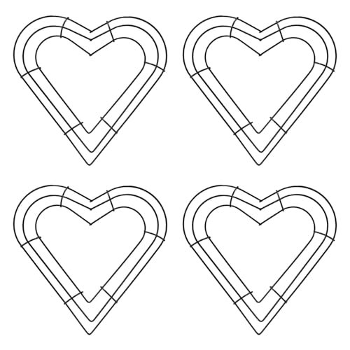 UTALIND 4 Pcs Wire Wreath Frame Rings (8-inch Heart Shaped Black)