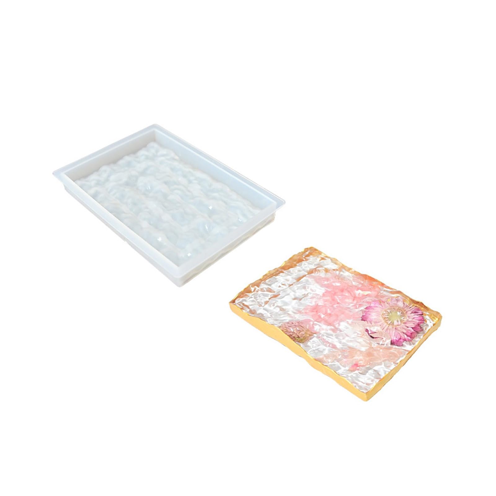 kokdid Table Display Tray Silicone Mold Easy Release Tabletop Water Ripples Display Plate Resin Mould Handmade Craft Supplies