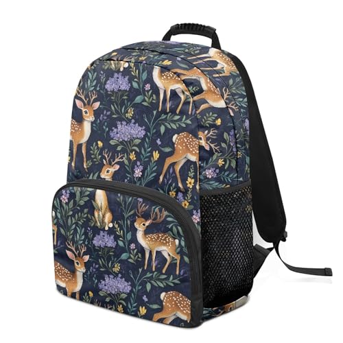 Large Capacity School Backpack for Boys Girls Deer Backpacks Ages 6-8 8-12 17 Inch Book Bags for Back To School Elementary Student Backpack2