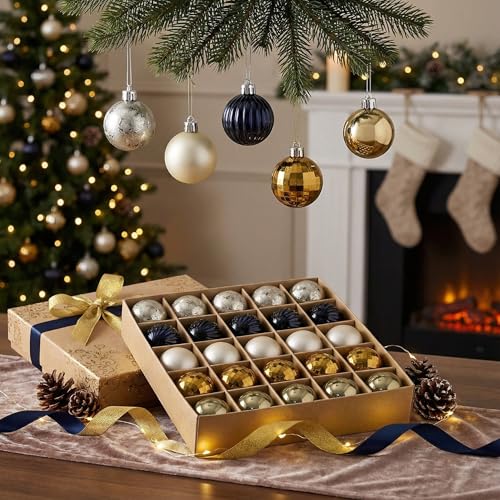 Valery Madelyn 25 Stück Weihnachtskugeln,4cm mini Christbaumkugeln...