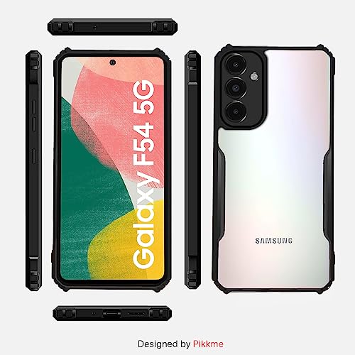 Image of Outlouders Back Cover for Samsung Galaxy M54 /F54 5G | Ultra Hybrid Transparent | Full Camera Protection | Raised Edge | Crystal Clear Bumper Case(Black)