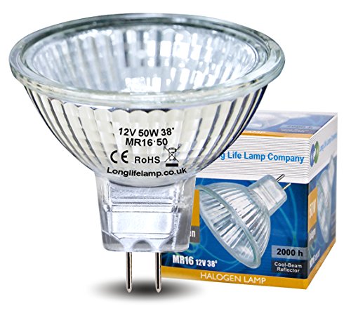Long Life Lamp Company MR16 Halogen Bulbs GU5.3 Lamp 12v, Warm White - 10 Pack