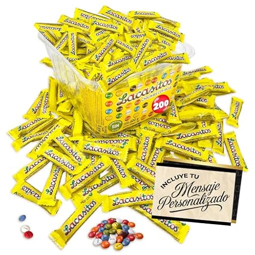Caja con 200 Packs de 3 Lacasitos · Bolsitas Individuales de Chocolate con Leche · Incluye Tarjeta Personalizable Cia&Co · Ideal para Cumpleaños, Halloween, Fiestas Infantiles y Detalles de Empresa | Ya disponible en tu tienda friki favorita! En mundofriki.es!