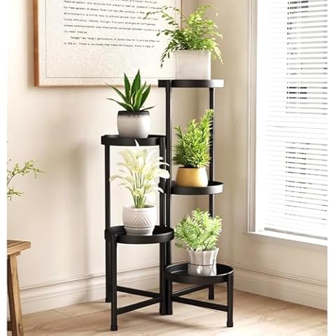 5 Tier Metal Plant Stand, Heavy Duty Corner Plant Holders Indoor Outdoor, Flower Pot Holder Display Rack for Patio Balcony Garden Living Room Bedroom Cover
