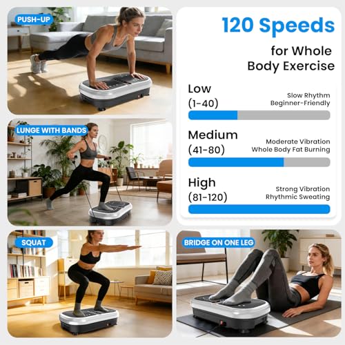 Image of AXV Vibration Plate Fitness Platform Exercise Machine Vibrating Shaking Full Body Shaker Workout Vibrate Stand Shake Board Sport for Weight Loss Fat Burner for Gym Home Office