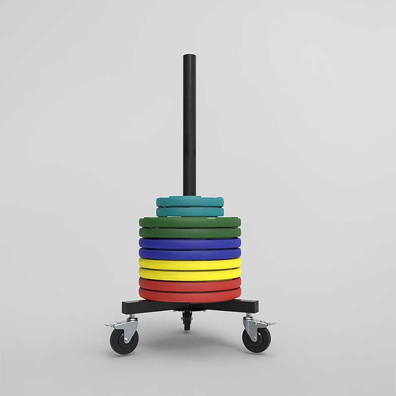 Olympic Weight Holder Rack with Locking Wheels, Bumper Plate Storage – Holds 500 Pounds of 1.9/0.8 Inch Weight Plates, Strength Training Weight Tree for Stack Plates