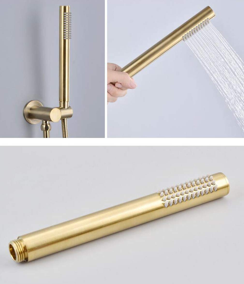 Sistema Doccia, Miscelatore per Doccia a Pioggia da Bagno in Oro Spazzolato con Montaggio a soffitto, Set con soffione a Pioggia Rotondo in Acciaio Inossidabile da 8-12 Pollici e rubinetti p