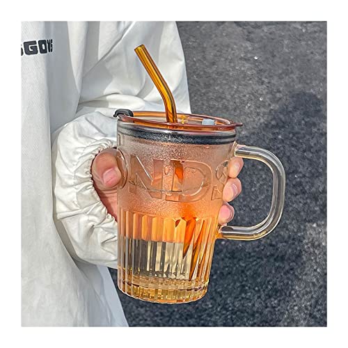 �}�O�J�b�v �O���X�J�b�v Advanced Sense Cup Design Minority with Handle Office Coffee with Straw(Orange)