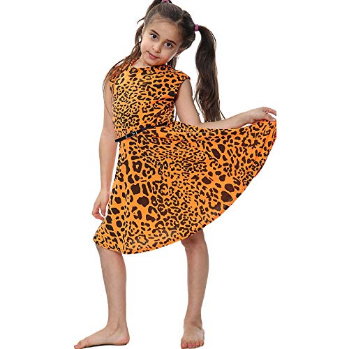 A2Z 4Kids Girls Skater Dress Leopard Neon Colors Top Dance Party Summer Dresses with A Free Belt Age 5-13 Years2