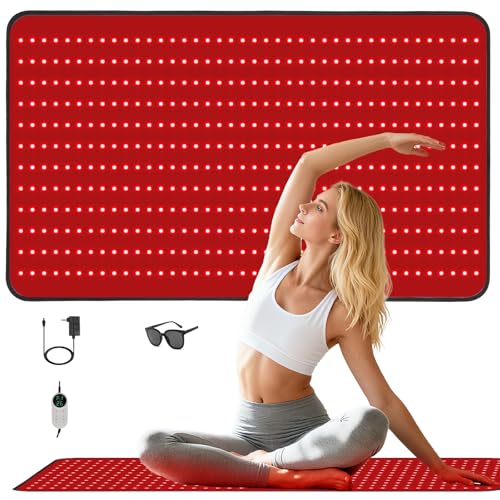 Red Light Therapy Mat for Full Body Foldable 480 LEDs Near Infrared Light Therapy Pad 660nm& 850nm 2in1 LEDs Light Blanket High end Leather 5 Power Levels UP to 65W 39.4x23.6