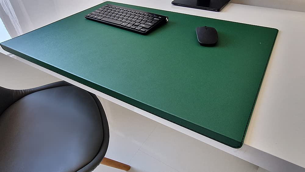 PM Schreibtischunterlage mit Kantenschutz Sanftlux Leder in 12 Farben 3 Gr. (Alt Grün, 90cm x 48cm)