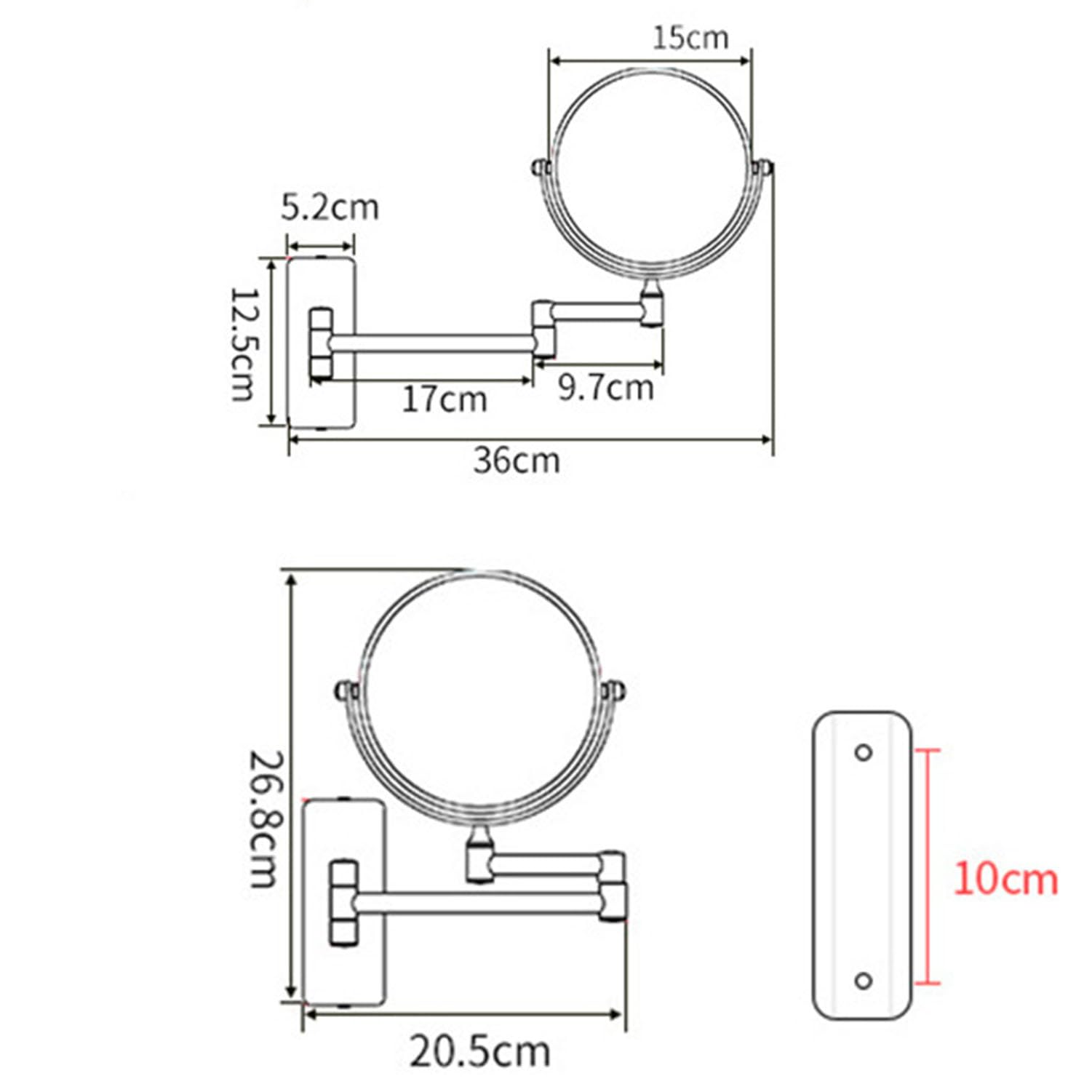 GeRRiT 6inch Espejos de Maquillaje de Pared,Doble Ccara Ggiratoria 3x/5x/7x/10x de Aumento Espejo de Baño para Maquillaje, Afeitado, Hogar,3X,Silver