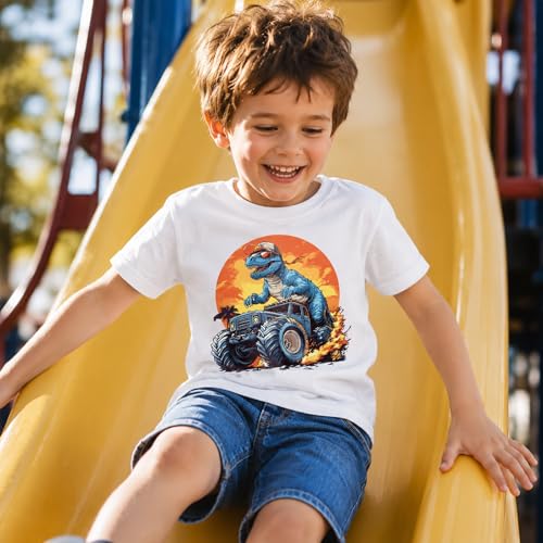 Image of Dinosaur Shirt for Kids Boys Girls Funny Toddler Dino Short Sleeve Graphic Cotton Tee Top 2-7T